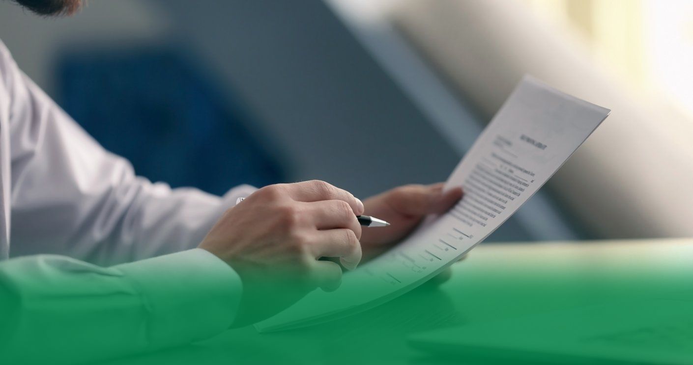 Businessman reading documents