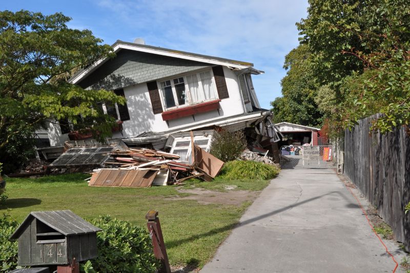 CHRISTCHURCH, NEW ZEALAND - MARCH 26: House in Avonside collapses in the largest earthquake Christchurch has ever experienced - 7.1 on the Richter Scale on March 26, 2011 in Christchurch, New Zealand.