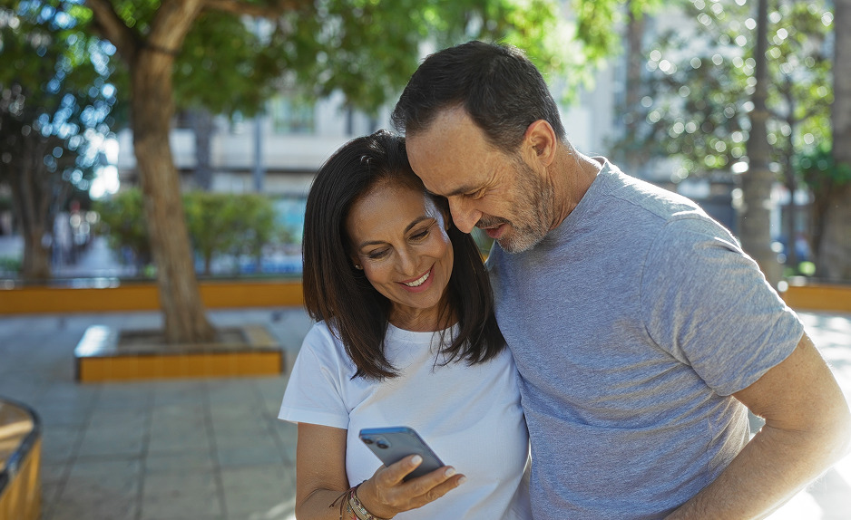 couple checking phone